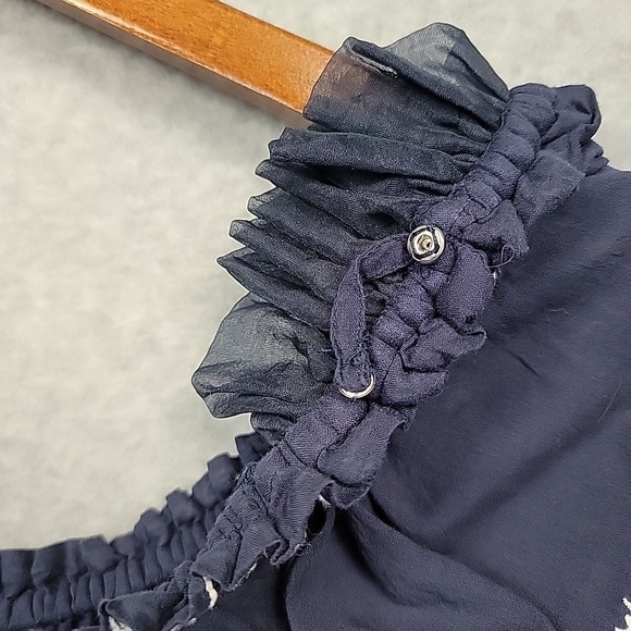 GRETCHEN SCOTT Big Love Dress Blue Embroider Midi Maxi Off The Shoulder Cotton M - Picture 14 of 15